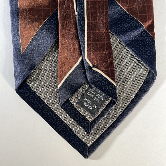 DI MOGGIO Mens Vintage Black & Brown Abstract Pattern 60" Neck Tie - Picture 4 of 7